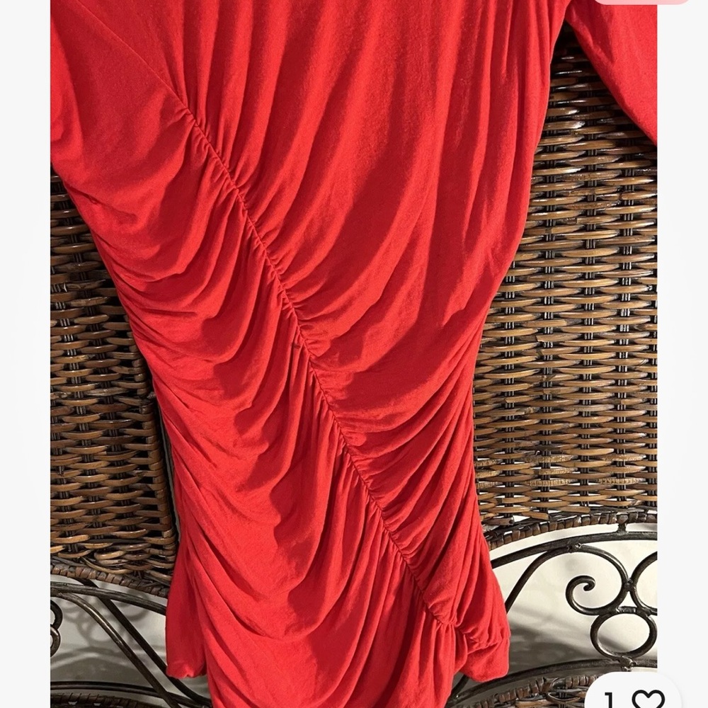 Kenneth Cole Red Blouse With Gathering In‎ Front Size XS Stunning For Holidays - Picture 2 of 7